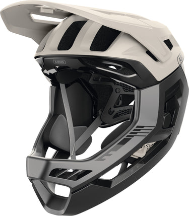 ABUS Targon MIPS Full-Face MTB Helmet Removable Chin Guard in Sand Beige